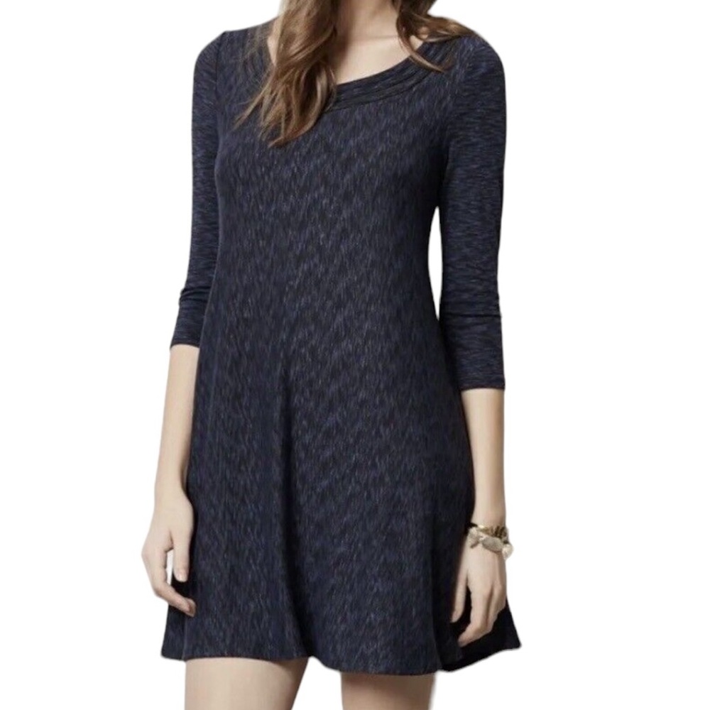 Anthropologie Saturday Sunday "Narva" Blue Space-dyed Swing Dress XS